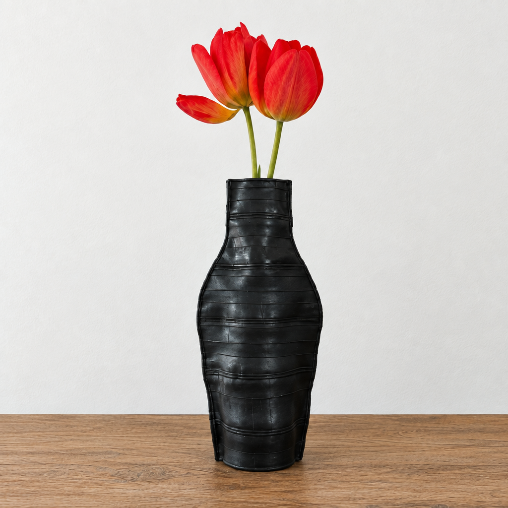 Vase et tulipes avec cadrage carré resserré